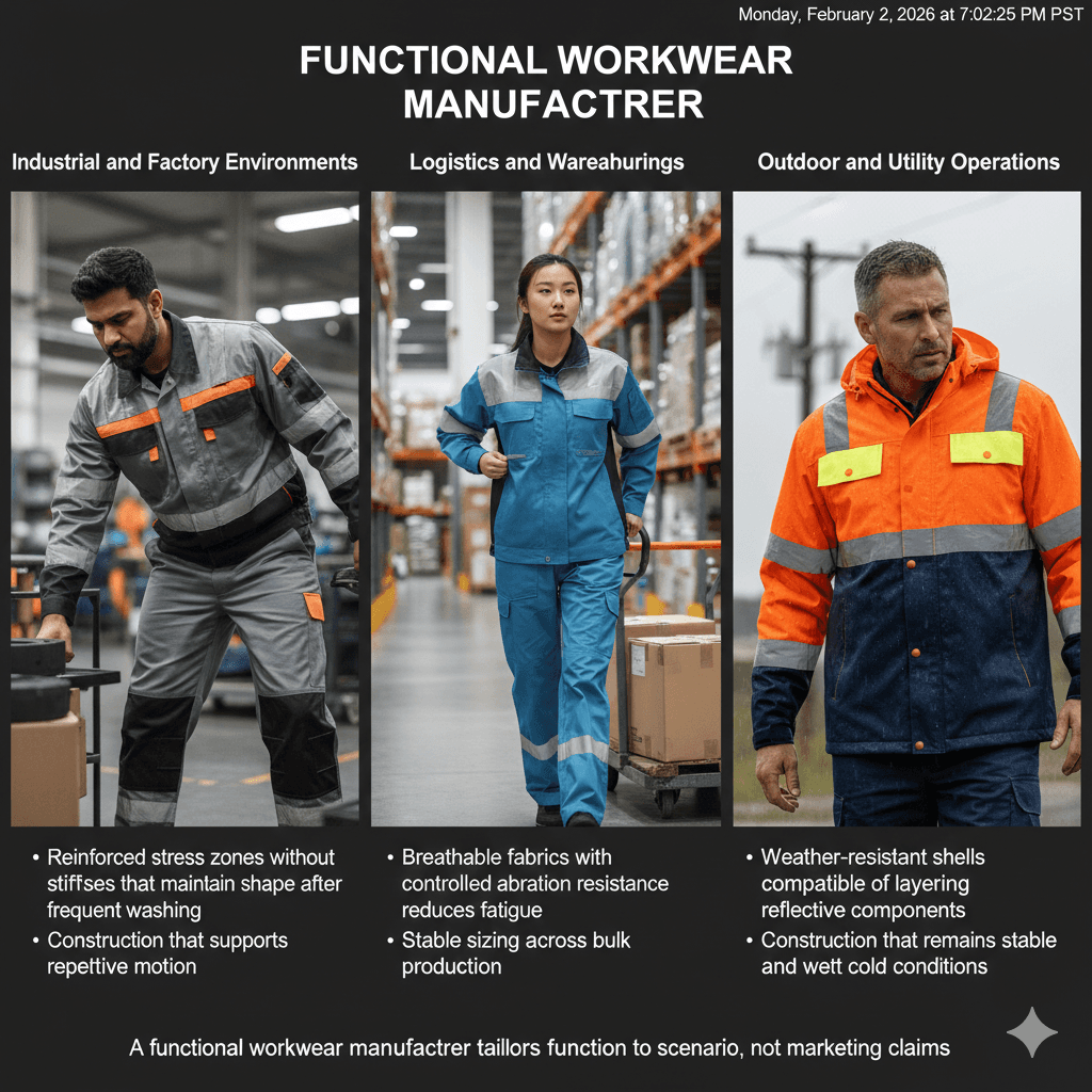 Functional Workwear Manufacturer: Engineering Durability, Comfort, and Protection for Real Work Conditions